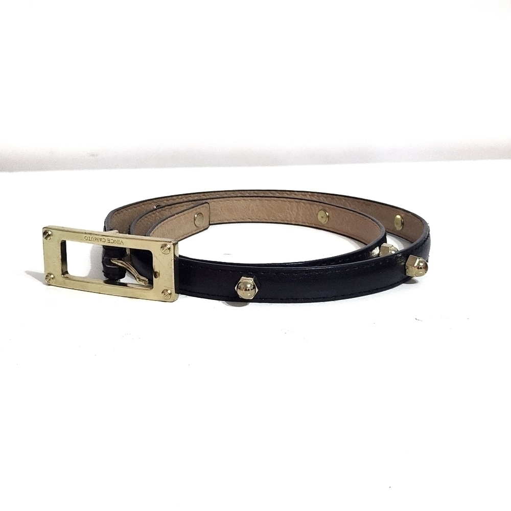 Vince Camuto Black Belt Gold Metal Stud Detail